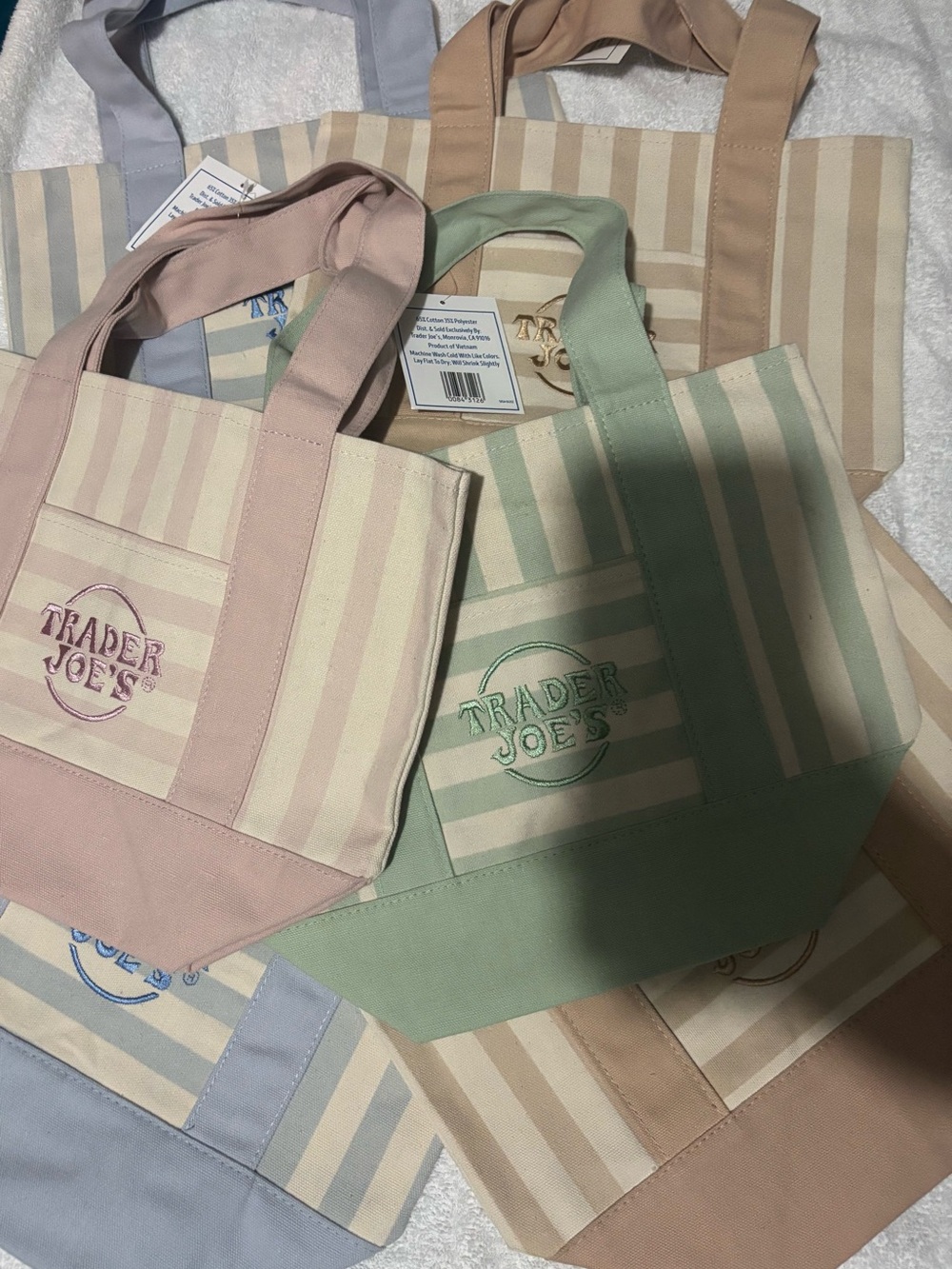 Trader Joe’s Pastel Stripe mini Tote Bags PRICE is PER BAG